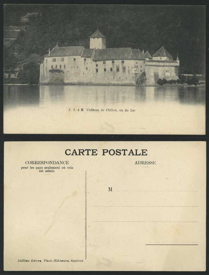 Swiss Old Postcard CHATEAU DE CHILLON - vu du Lac Castle LAKE Switzerland