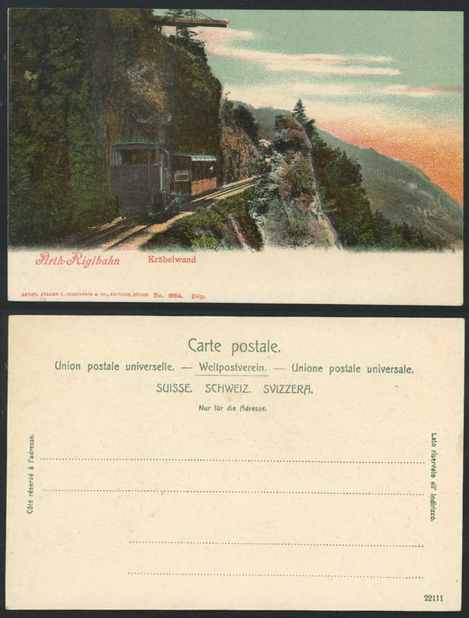 ARTH-RIGIBAHN Krabelwand Old Postcard Funicular Railway
