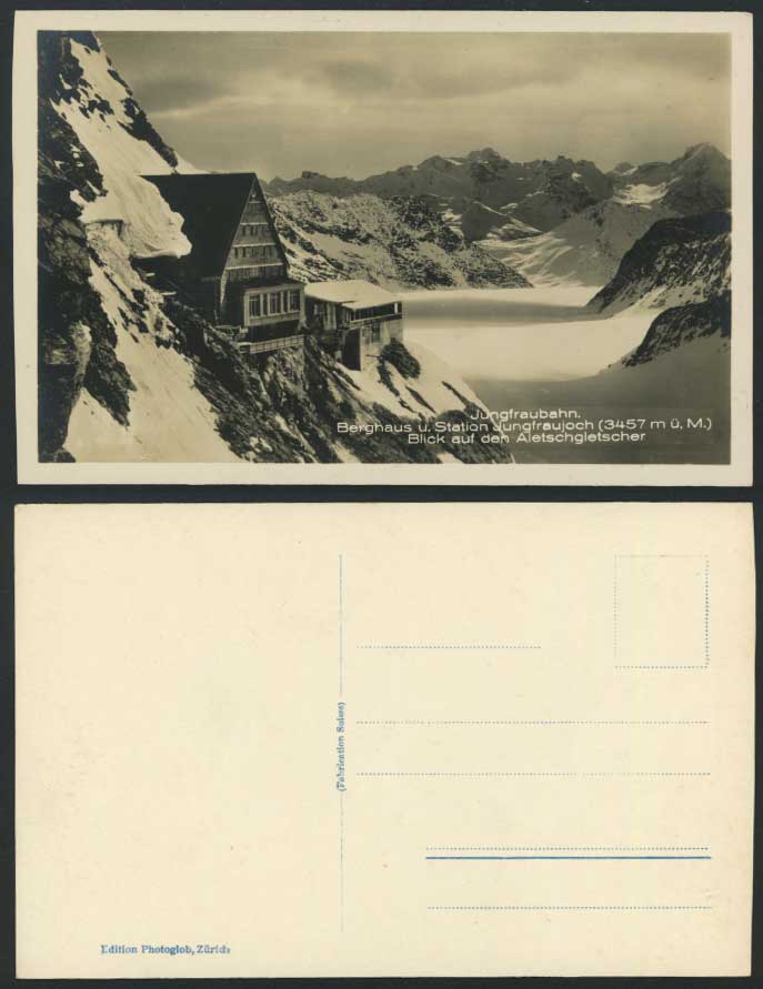 Switzerland JUNGFRAUBAHN Station Aletschgletscher Glacier Old RealPhoto Postcard