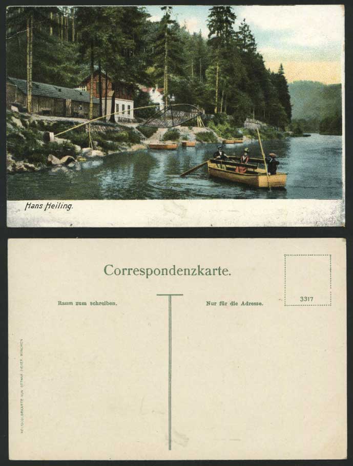 Czechoslovakia Hans Heiling Fish Net, Boat Old Postcard