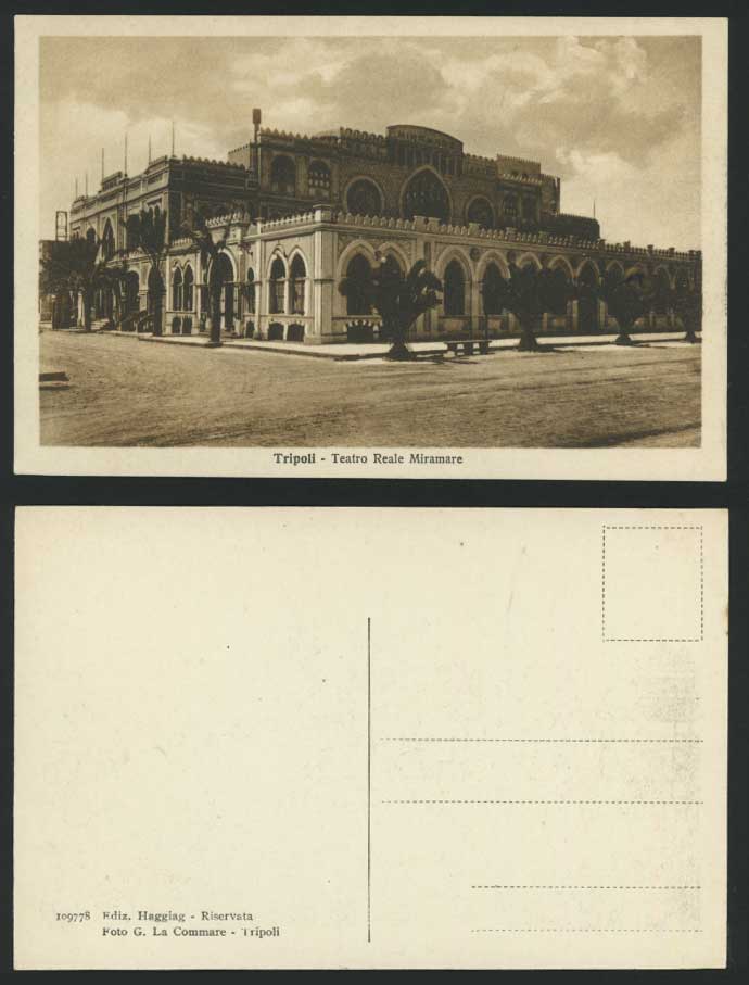 Libya Old Postcard TRIPOLI Theatre Teatro Real Miramare
