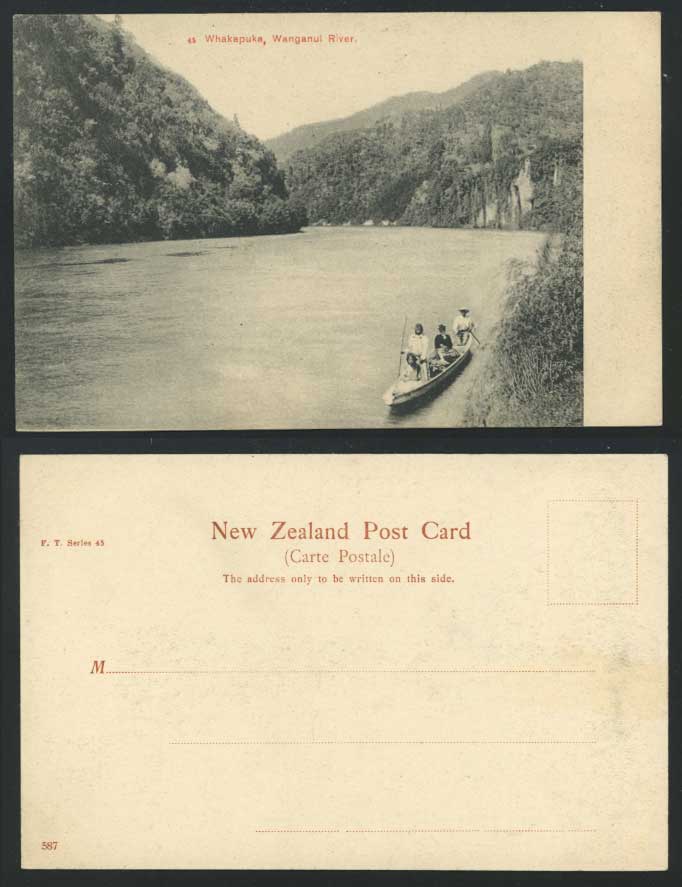 New zealand Old Postcard WHAKAPUKA Wanganui River, Boat