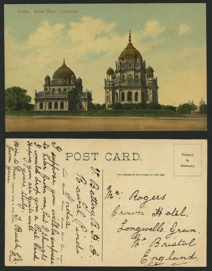 India (British) Old Postcard TOMBS, KAISOR BAGH Lucknow
