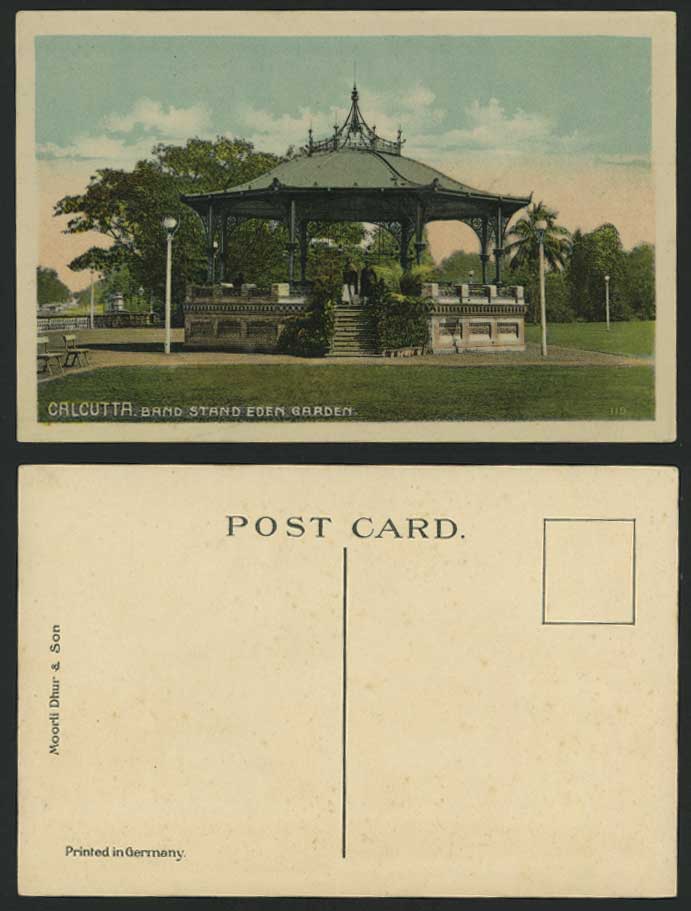 India Calcutta Old Colour Postcard EDEN GARDENS Garden Bandstand Band Stand 119