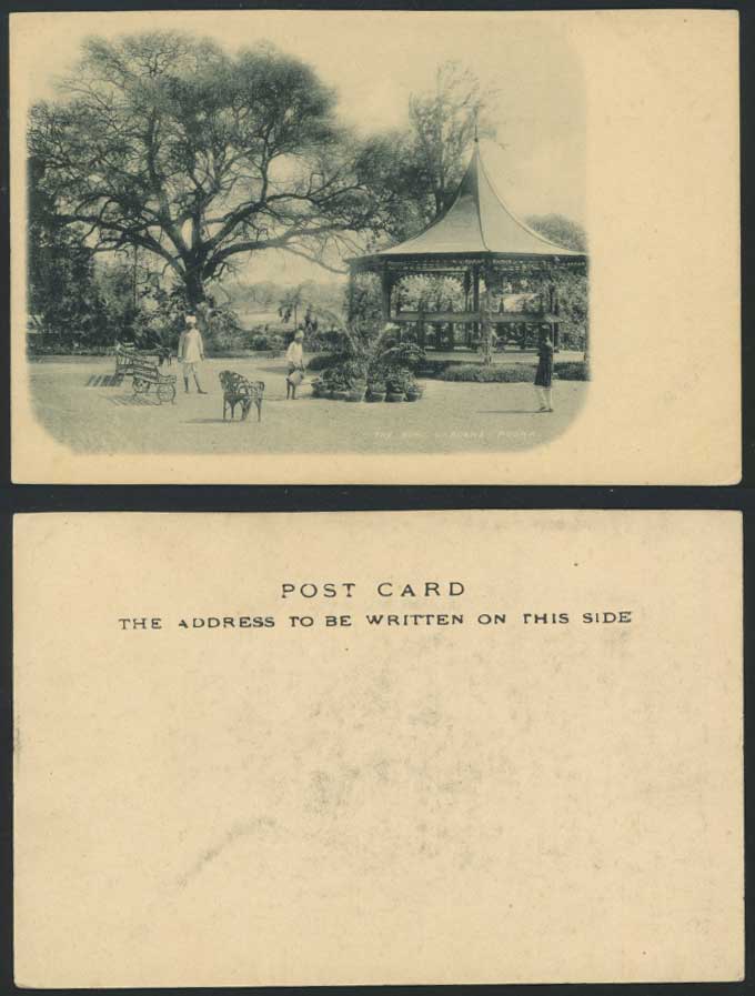 India Old U.B. Postcard The Bund Gardens Bandstand, POONA Band Stand