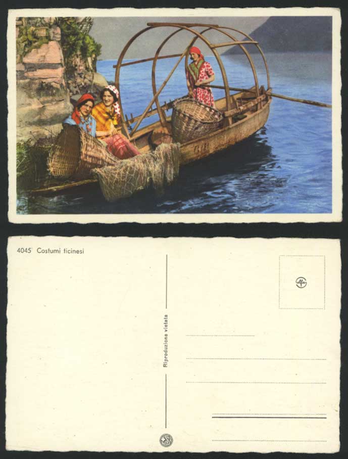 Swiss Old Postcard TICINO Costumi Ticinesi, Fisherwomen