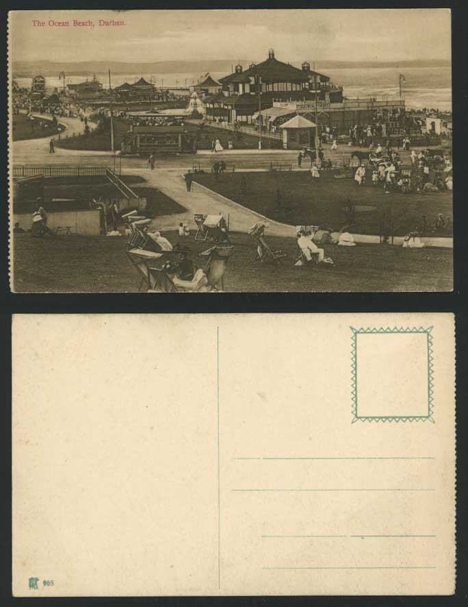 South Africa Durban The Ocean Beach TRAM Horse Electrical Fisheries Old Postcard