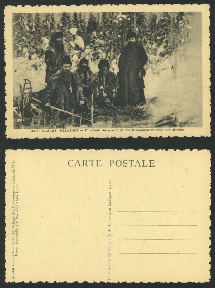 Polar Ice North Pole, Halt in Forest Missionary Bishop Missionaries Old Postcard