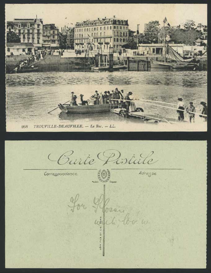 France Old Postcard Trouville Deauville Le Bac Hotel Bellevue Boat Harbour LL268