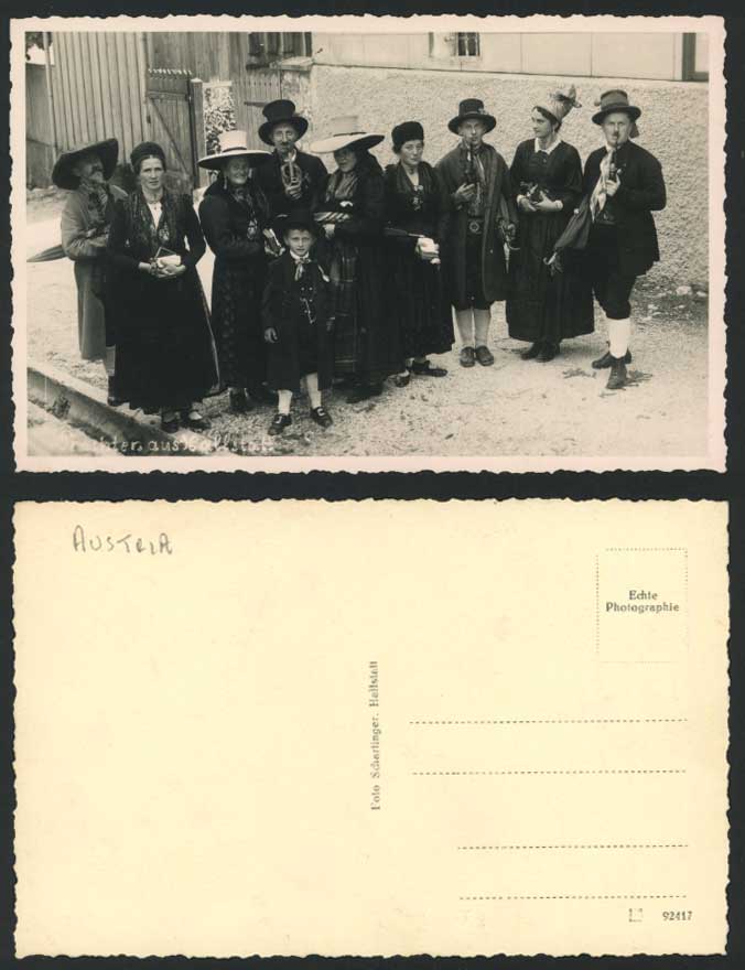 Austria Old RP Postcard GRATHTEN aus HALLSTATT Men Smoking Long Pipes, Women Boy