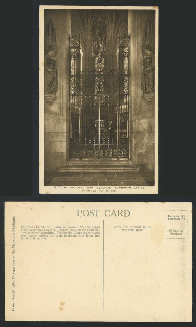 Scottish N War Memorial Entrance to Shrine Old Postcard