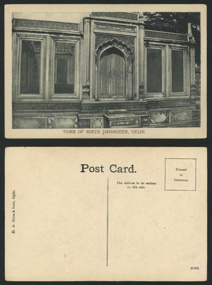 India Old Postcard The Tomb of Mirza Jahangeer - Delhi (British Indian) Windows