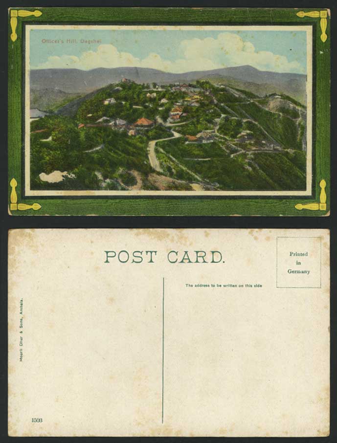 India Old Colour Postcard OFFICER'S HILL DAGSHAI Hills Mountains Panorama Houses