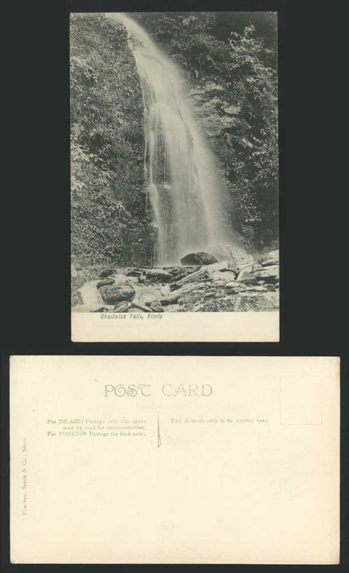 India Old Postcard Chadwick Falls Simla Waterfalls Water Falls Thacker Spink & C