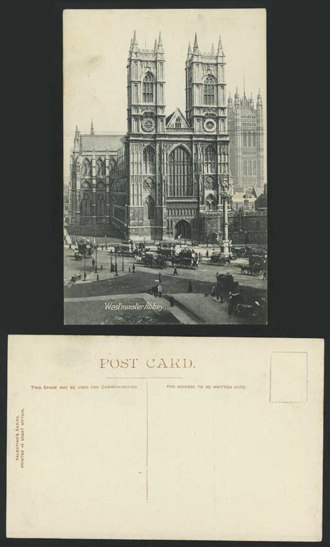 London Old Postcard WESTMINSTER ABBEY St. Horse Coaches