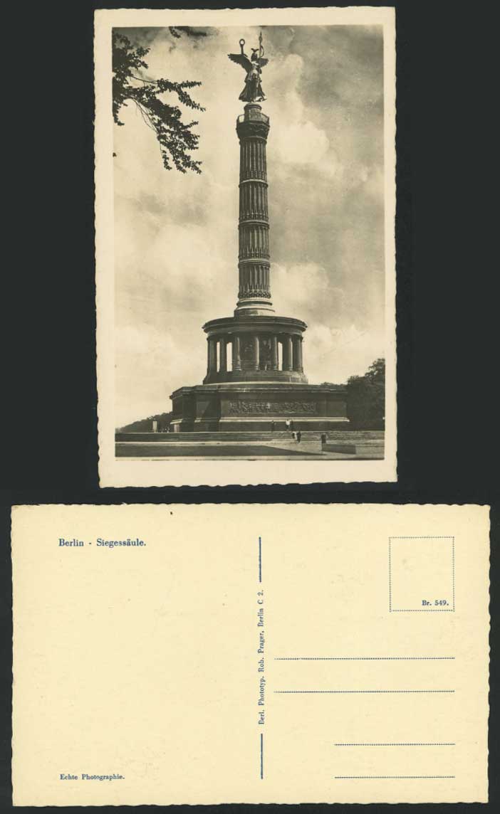 Germany BERLIN Old RP Postcard Siegessaule Siegessaeule, Angel Monument Memorial