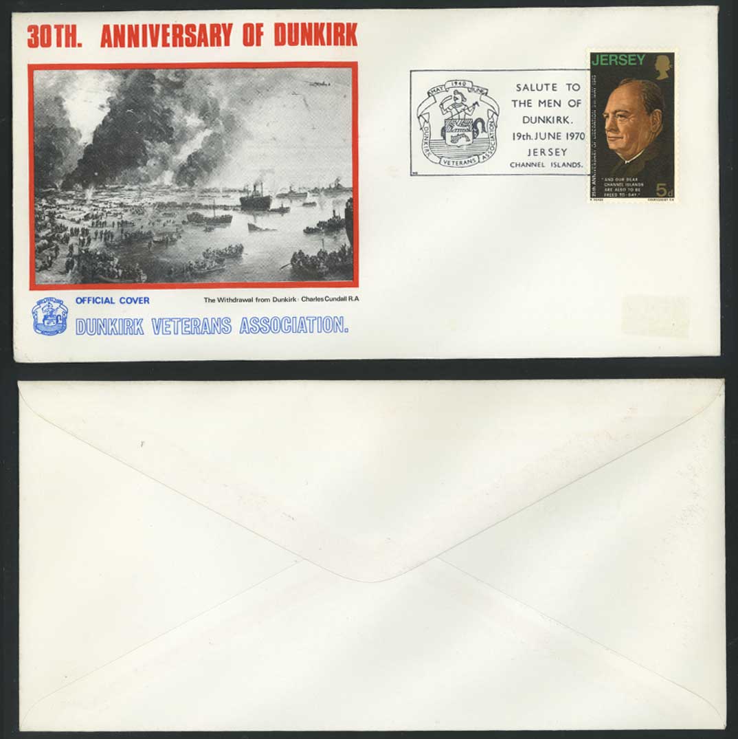 CHURCHILL Jersey 1970 Envelope 30th DUNKIRK Anniversary