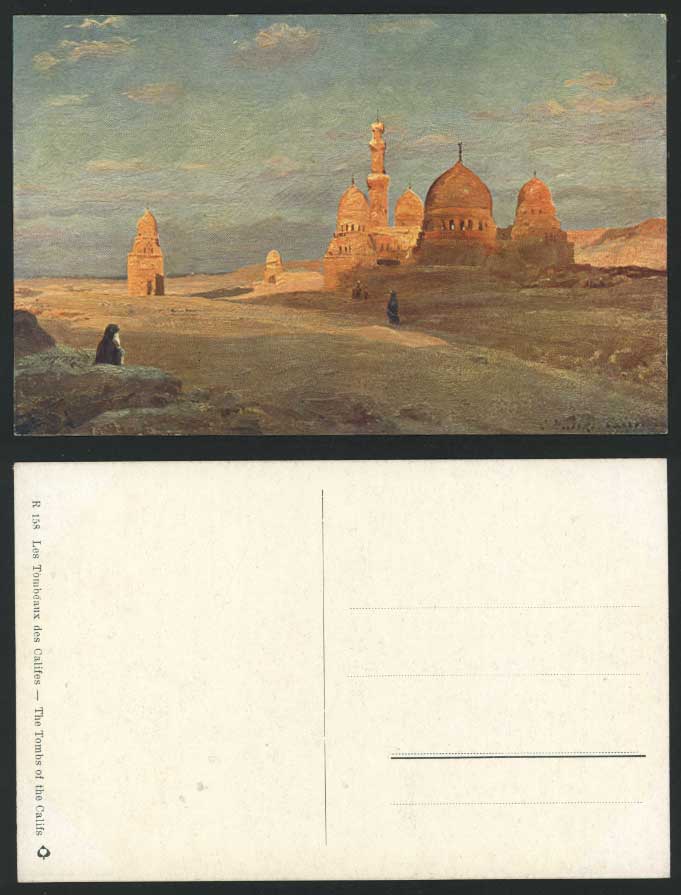 Egypt C. Wuttke Artist Signed 1910 Old Art Drawn Postcard - Tombs of Califs