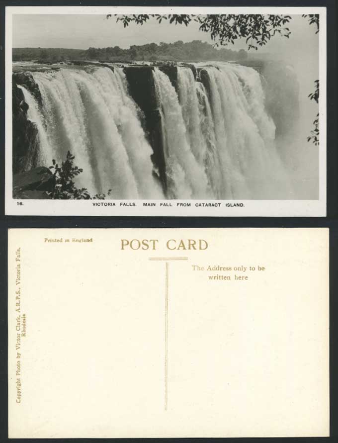 Rhodesia Old Postcard Cataract Island Main Victoria Falls Waterfalls Water Falls