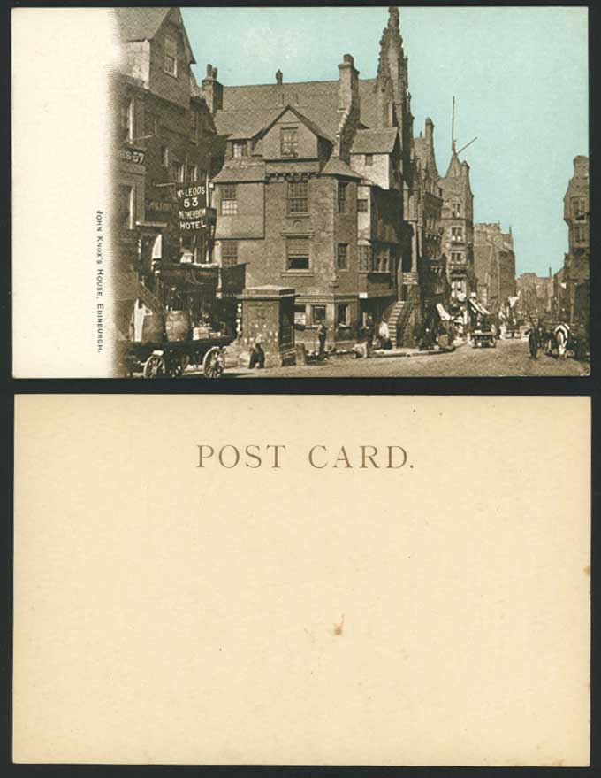 Edinburgh Old U.B. Postcard John Knox Knox's House & McLeod's 53 Netherbow Hotel