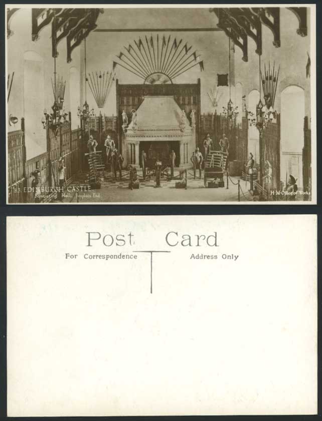 Edinburgh Castle, Banqueting Hall Fireplace End Scotland Old Real Photo Postcard