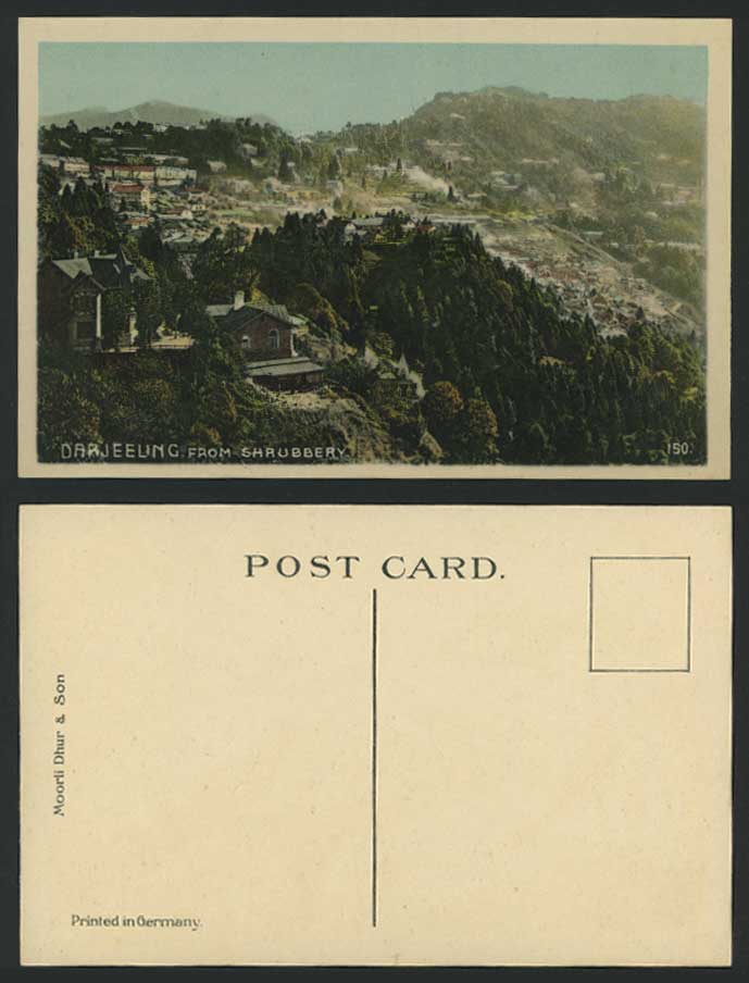 India Br. Old Colour Postcard DARJEELING from Shrubbery