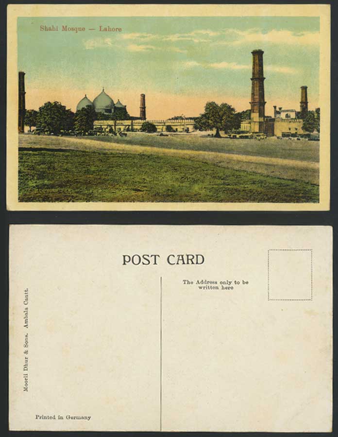 Pakistan Old Colour Postcard THE SHAHI MOSQUE - LAHORE (British India Indian)