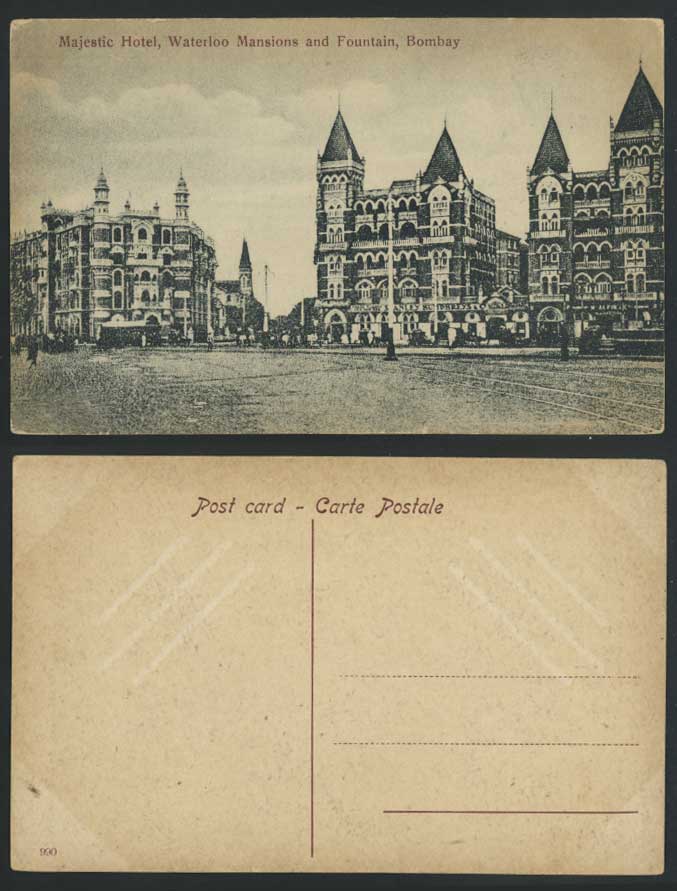 Bombay Old Postcard Hotel Majestic Waterloo M. Fountain