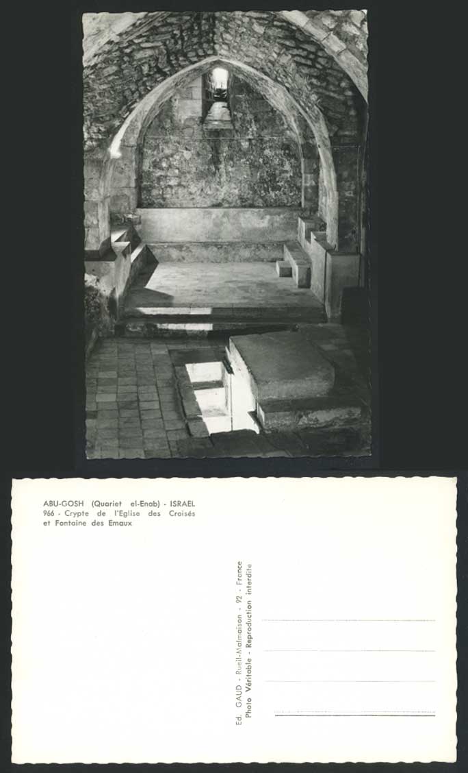 Israel Old Postcard ABU-GOSH Q el-Enab Crypte de l'Eglise Croises Fontaine Emaux