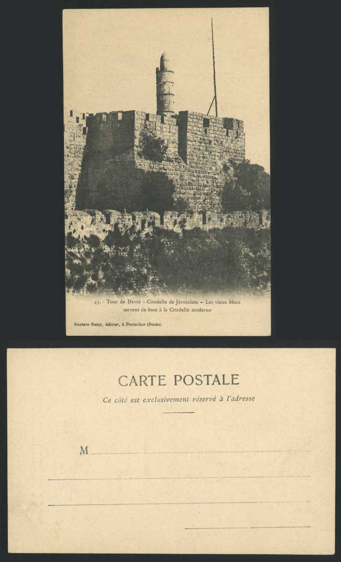 Palestine Tower of David, Citadel Citadelle Jerusalem Blocks Old Postcard Israel