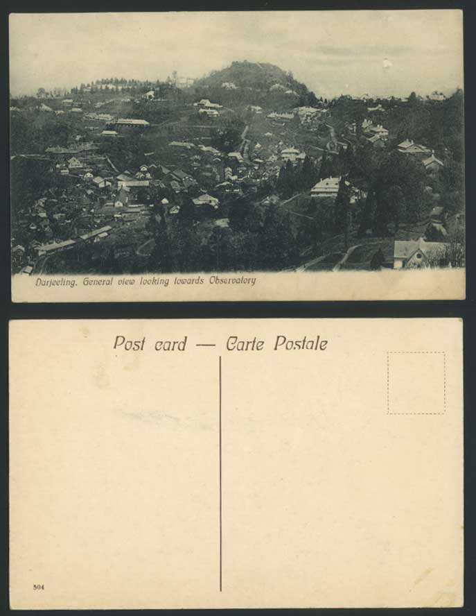 India Old Postcard Darjeeling, View Towards Observatory