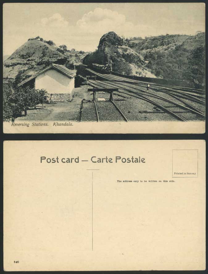 Locomotive Train, India Old Postcard REVERSING STATIONS Khandala Railway Station