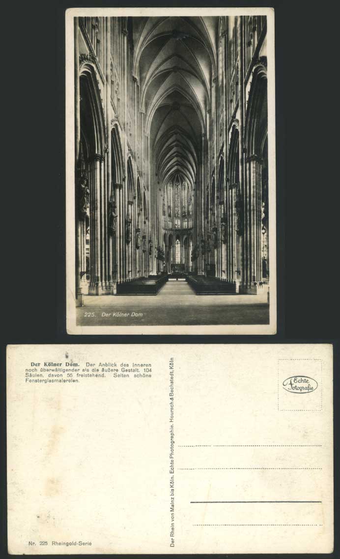 Cologne, Der Koelner Dom Cathedral Interior Old RP Postcard Stained Glass Window