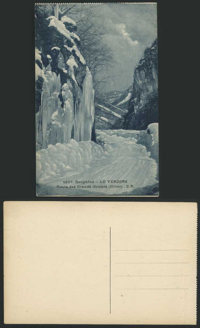 France Dauphine Old Postcard Le Vergors Route des Grands Goulets Hiver Snow Ice