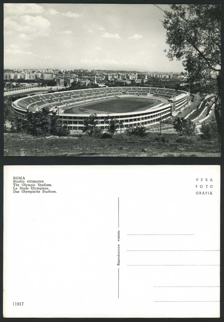 Italy Roma, Olympic Stadium General View Old Real Photo Postcard Sport Rome Rom
