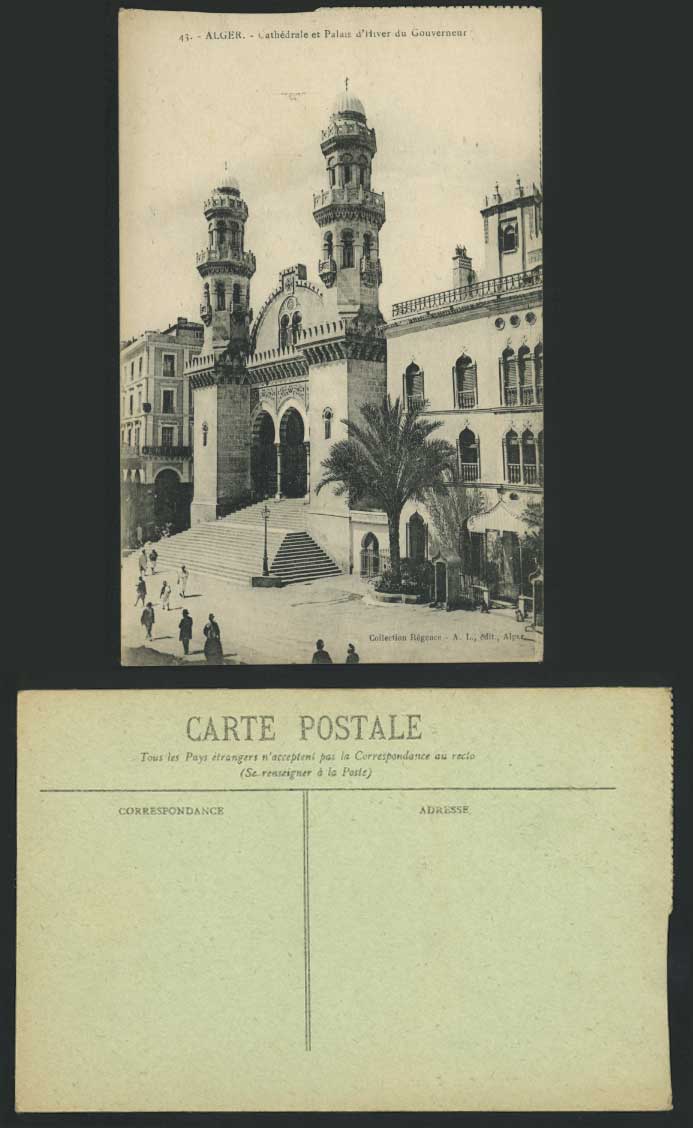 Algeria Old Postcard Alger Cathedrale Palais d'Hiver du Gouverneur Cathedral
