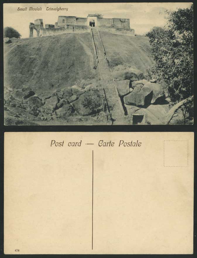 India British Indian Old Postcard Small Moulali - Trimulgherry - Rocks & Hills