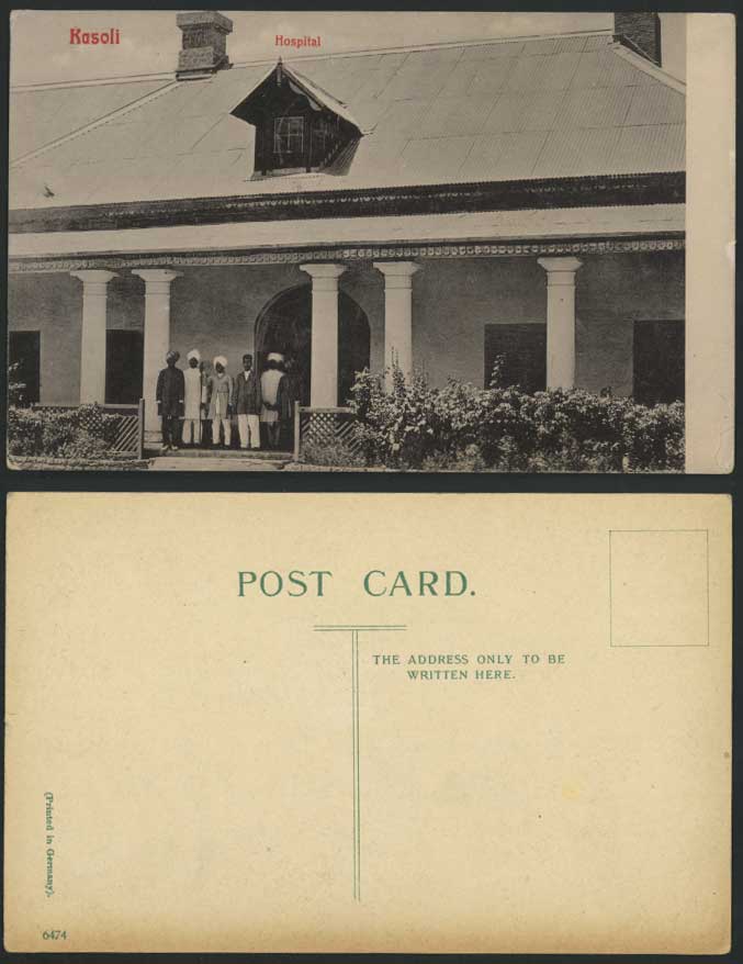 India British Indian Old Postcard Kasauli KASOLI HOSPITAL Native Men at Entrance