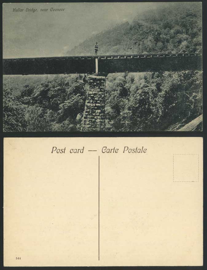 India British Indian Old Postcard Kullar Bridge Railway Bridge near Coonoor, Man