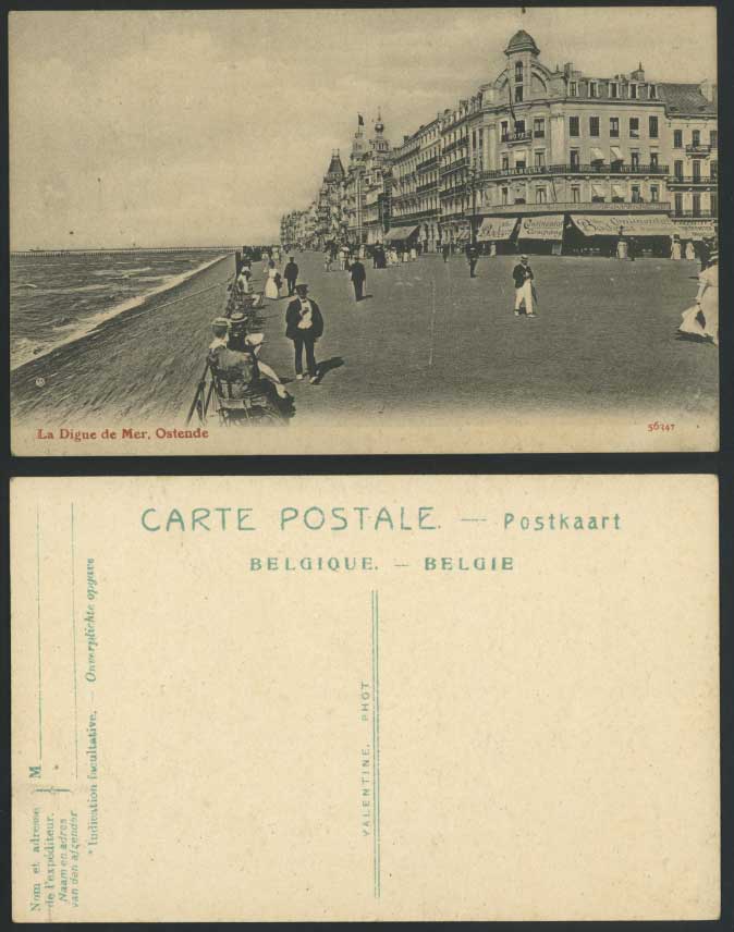 Belgium Ostende Oostende, La Digue de Mer, Hotel Royal Belge Street Old Postcard