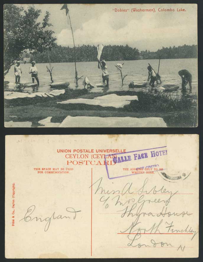 Ceylon Old Postcard Dobies Dhobie Dhobies Men Native Washermen Colombo Lake