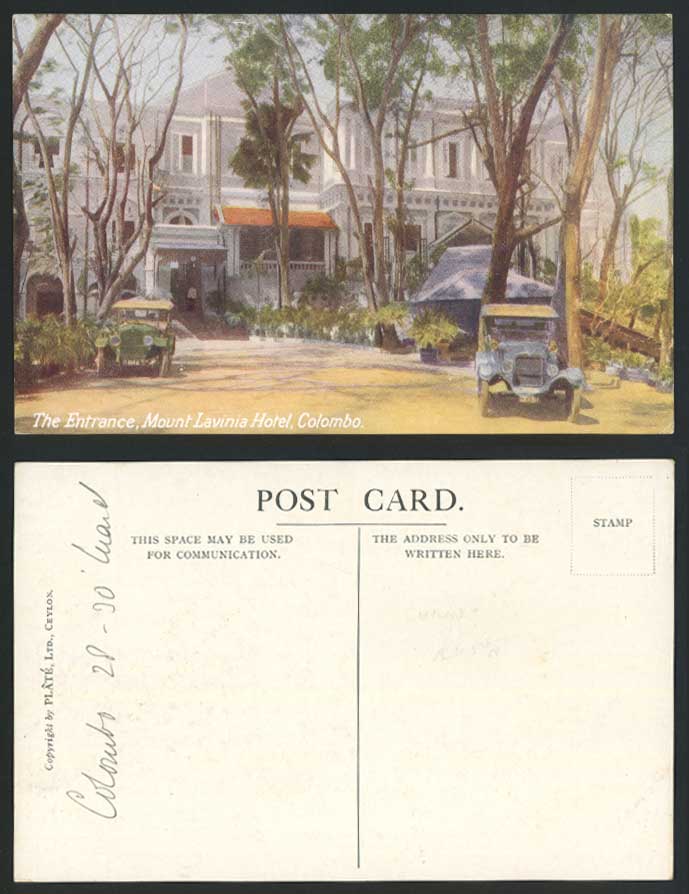 Colombo Old Postcard MT LAVINIA HOTEL Vintage Motor Car