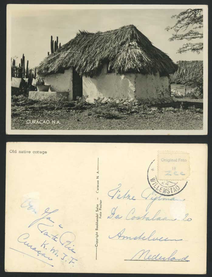 CURACAO N.W.I. Old Real Photo Postcard - Native Cottage