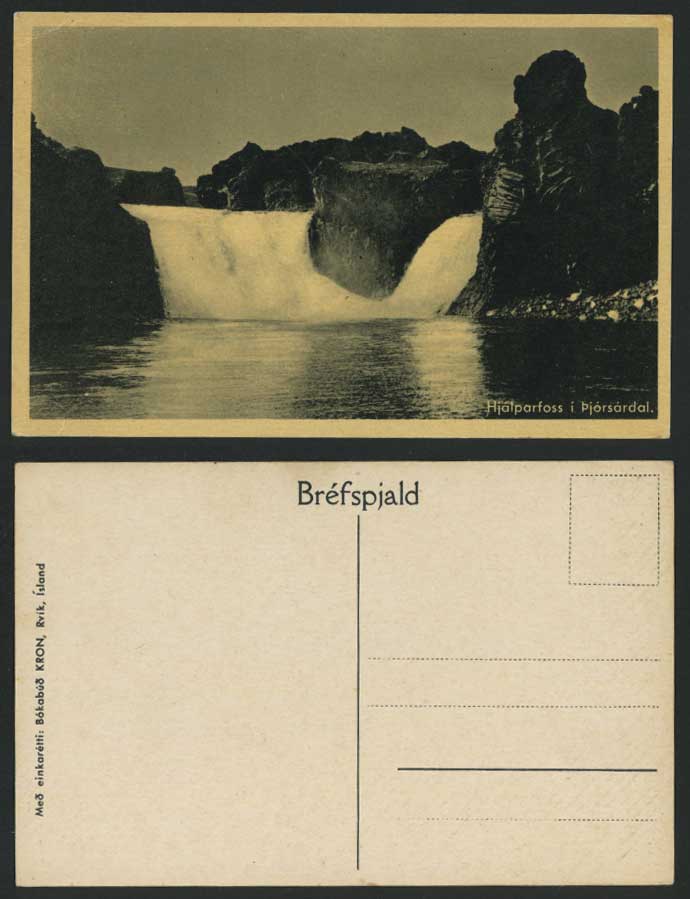 Iceland Old Postcard Hjalparfossw Pjorsardal Waterfalls