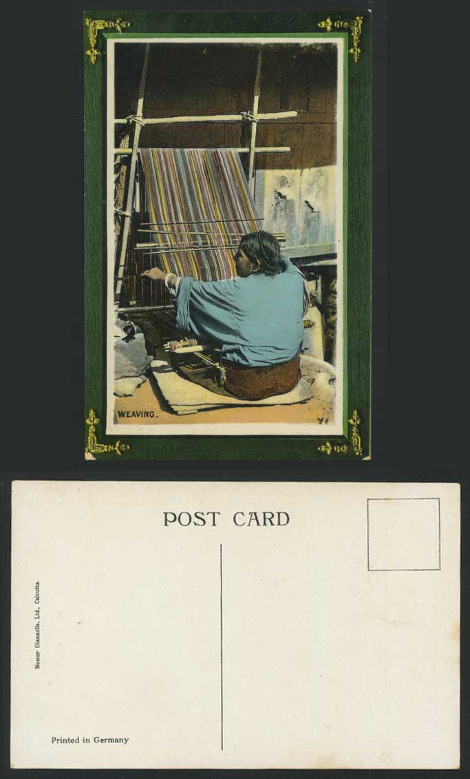 TIBET China India Old Colour Postcard Native Bhutia Lady Weaver Weaving Loom