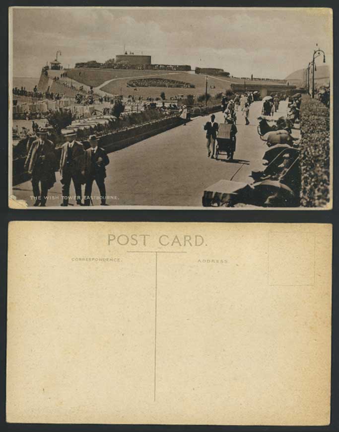 Eastbourne Wish Tower Promenade & Panorama Old Postcard