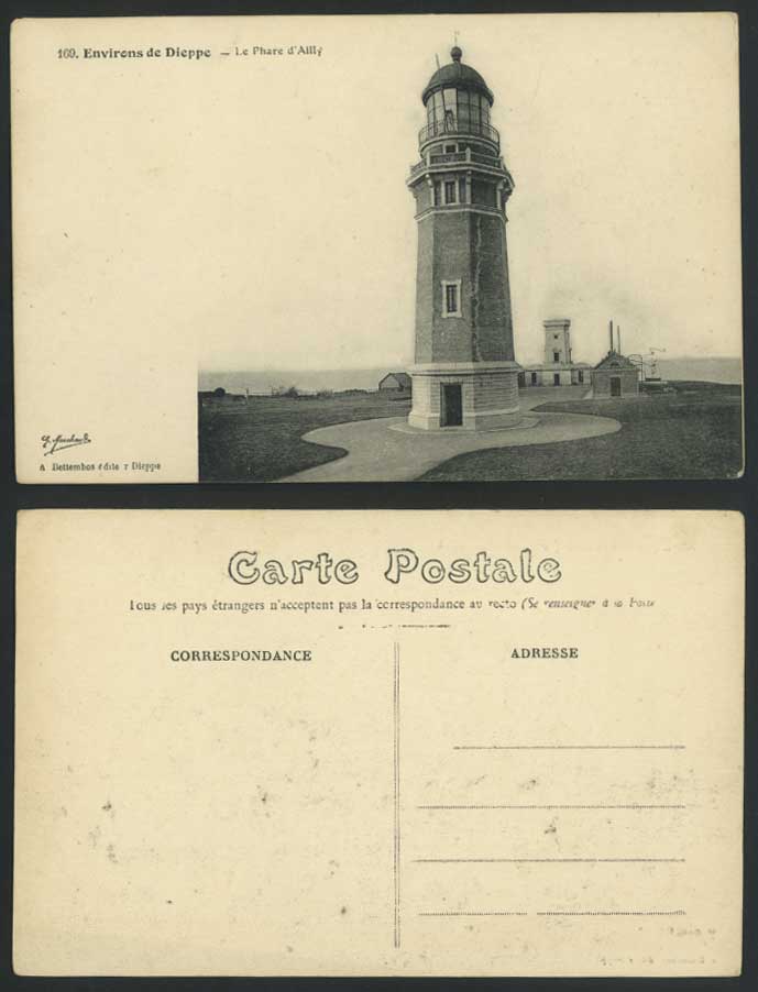 France DIEPPE Le Phare d'Ailly, Lighthouse Old Postcard