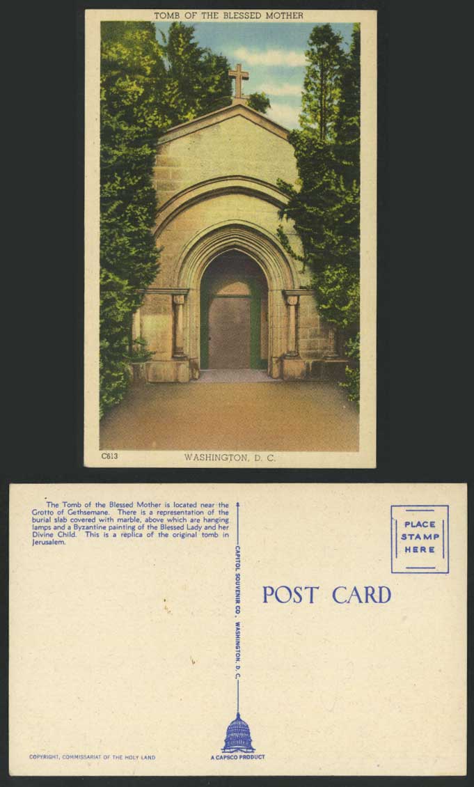 USA Old Postcard Washington, Tomb of The Blessed Mother