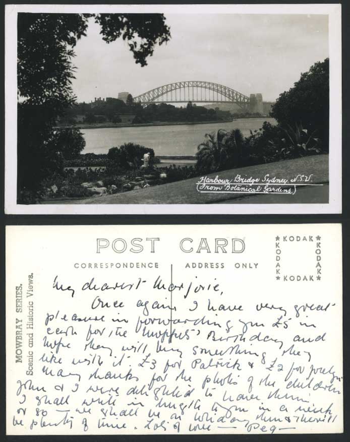 OZ Sydney Harbour Bridge Botanical Gardens Old Postcard