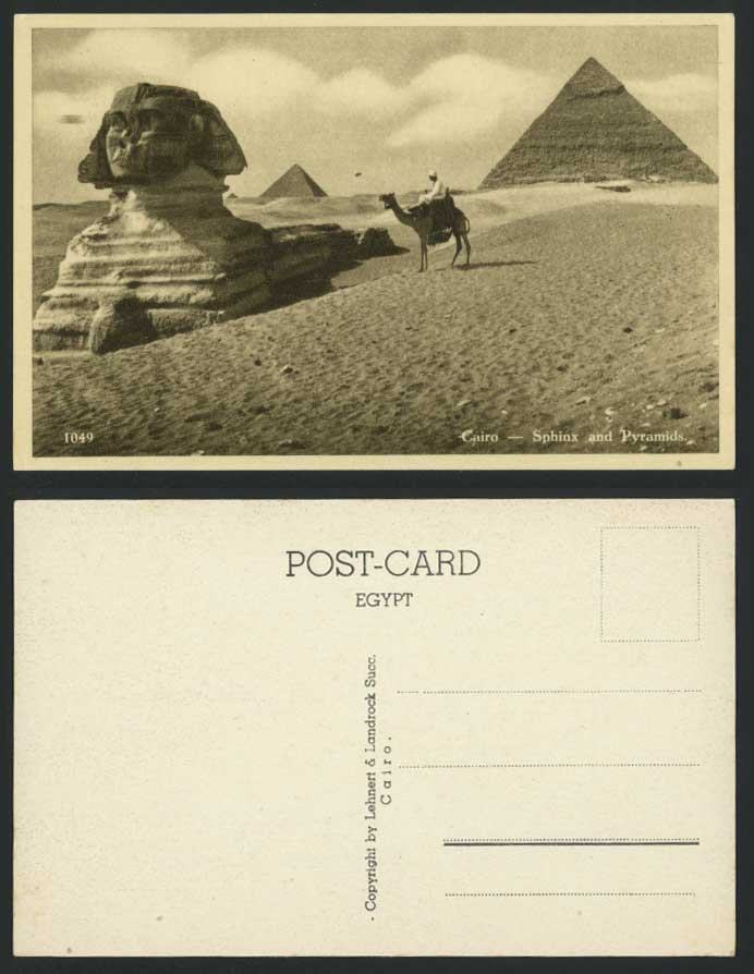 Egypt Old Postcard CAIRO Camel Rider Pyramids SPHINX